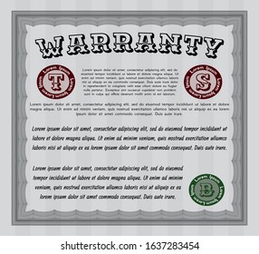 Grey Formal Warranty Certificate template. Modern design. Detailed. With guilloche pattern. 