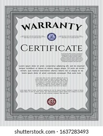 Grey Formal Warranty Certificate template. Retro design. With quality background. Customizable, Easy to edit and change colors. 