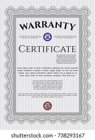 Grey Formal Warranty Certificate template. Money style design. With quality background. Vector illustration. 