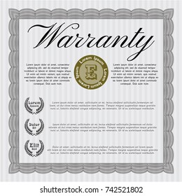 Grey Formal Warranty Certificate template. With quality background. Vector illustration. Sophisticated design. 