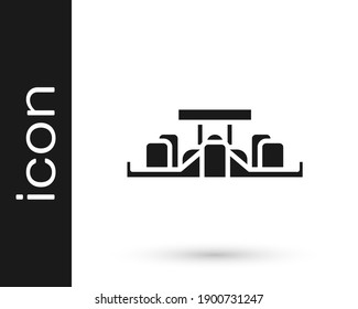 Graue Formel-1-Rennwagen-Symbol einzeln auf weißem Hintergrund.  Vektorgrafik