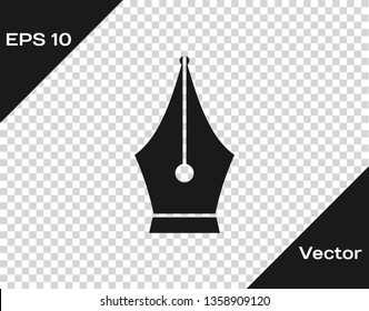 Grey Fountain pen nib icon isolated on transparent background. Pen tool sign. Vector Illustration