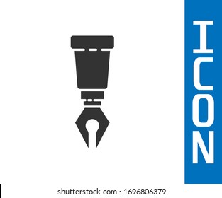 Grey Fountain pen nib icon isolated on white background. Pen tool sign.  Vector Illustration