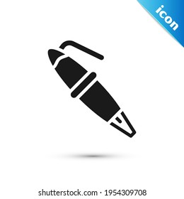 Grey Fountain pen nib icon isolated on white background. Pen tool sign.  Vector