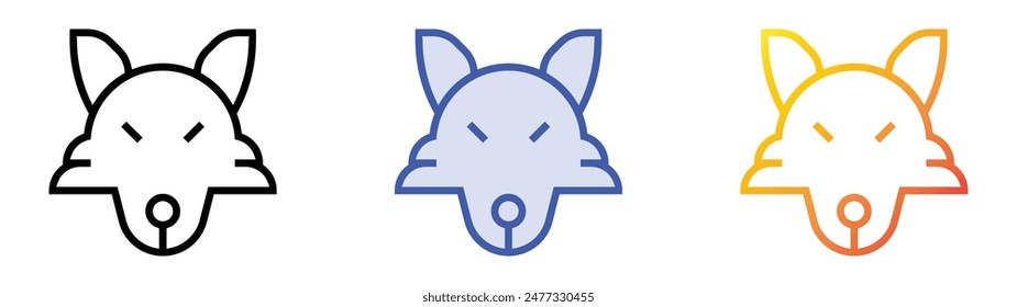 grey fox icon. Linear, Blue Fill and Gradient Style Design Isolated On White Background