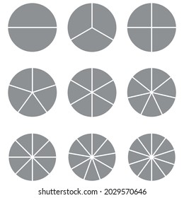 grey fraction circle chart in mathematics vector illustration isolated on white background