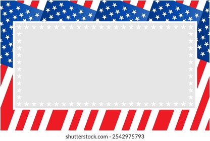 Grey frame on the background of American flags vector design blank template
