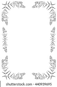 Grey frame with plant - vector illustration. 