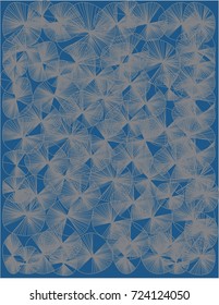 Grey free form circle with radius line in deep blue background.Pattern and abstract background.