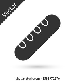 Grey French baguette bread icon isolated on white background.  Vector Illustration