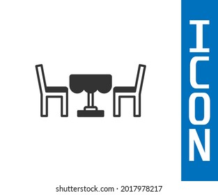 Grey French cafe icon isolated on white background. Street cafe. Table and chairs.  Vector