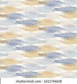 Grey french linen vector broken wave stripe texture seamless pattern. Brush stroke grunge abstract background. Country farmhouse style textile. Irregular distressed wavy striped mark allover print.