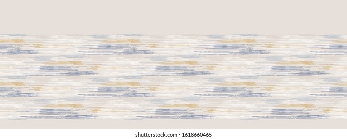 Grey french linen vector broken wave stripe border texture seamless pattern. Brush stroke grunge abstract banner background. Country farmhouse style textile. Irregular distressed wavy striped trim
