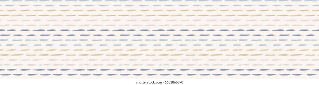Grey french linen vector broken wave stripe border texture seamless pattern. Brush stroke grunge abstract banner background. Country farmhouse style textile. Irregular distressed wavy striped trim
