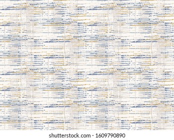 Grey french linen vector texture seamless pattern. Brush stroke grunge ornamental woven abstract background. Country farmhouse style textile. Irregular distressed marks all over print in gray blue.