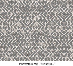 Grey french linen vector texture seamless border pattern. Brush stroke grunge woven abstract banner grey background. Monochrome Basket Weave Herringbone Graphic Motif. Seamless Pattern.