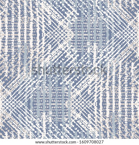 Grey french linen vector texture seamless pattern. Brush stroke grunge ornamental woven abstract background. Country farmhouse style textile. Irregular distressed marks all over print in gray blue.

