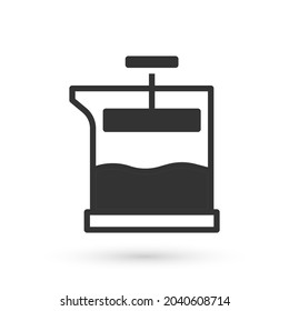 Grey French press icon isolated on white background.  Vector