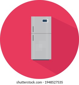Grey fridge vector illustration on white background.