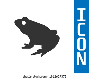 Graues Froschsymbol einzeln auf weißem Hintergrund. Tiersymbol.  Vektorgrafik
