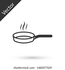 Grey Frying pan icon isolated on white background. Fry or roast food symbol.  Vector Illustration