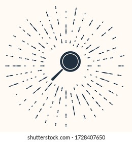 Grey Frying pan icon isolated on beige background. Fry or roast food symbol. Abstract circle random dots. Vector Illustration