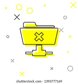 Grey FTP cancel operation line icon isolated on white background. Concept of software update, transfer protocol, router, teamwork tool management, copy process. Vector Illustration
