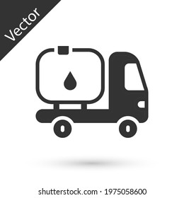 Grey Fuel tanker truck icon isolated on white background. Gasoline tanker.  Vector