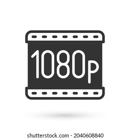 Grey Full HD 1080p icon isolated on white background.  Vector
