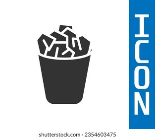 Grey Full trash can icon isolated on white background. Garbage bin sign. Recycle basket icon. Office trash icon.  Vector Illustration
