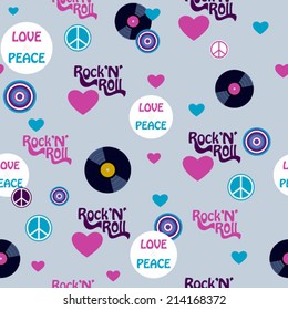 Grey Funky Seamless Rock And Roll Pattern