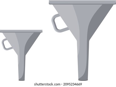 Grey funnels, illustration, vector on a white background.