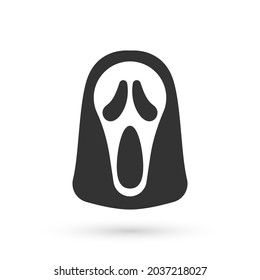 Grey Funny and scary ghost mask for Halloween icon isolated on white background. Happy Halloween party.  Vector