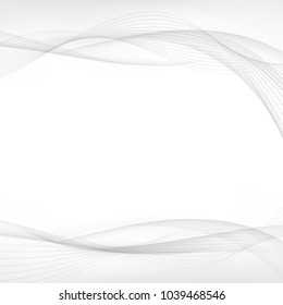 Grey futuristic mild stream lines background. Smoke swoosh wave curve pattern layout design. Vector illustration
