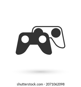 Grey Game controller or joystick for game console icon isolated on white background.  Vector