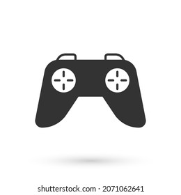 Grey Game controller or joystick for game console icon isolated on white background.  Vector
