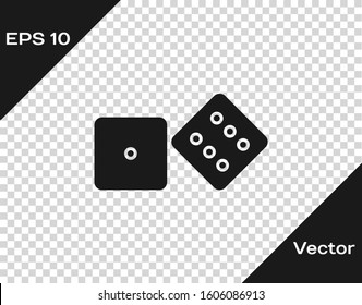 Grey Game dice icon isolated on transparent background. Casino gambling.  Vector Illustration