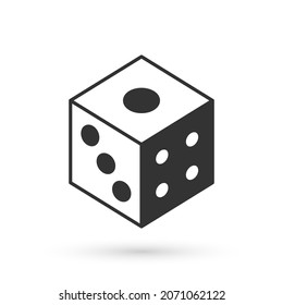 Grey Game dice icon isolated on white background. Casino gambling.  Vector