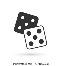 Icono de dados de juego gris aislado en fondo blanco. Juego de casino.  Vector