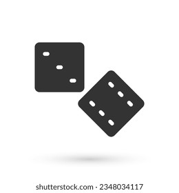 Grey Game dice icon isolated on white background. Casino gambling.  Vector