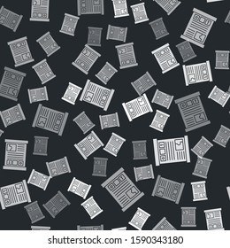Grey Game guide icon isolated seamless pattern on black background. User manual, instruction, guidebook, handbook.  Vector Illustration