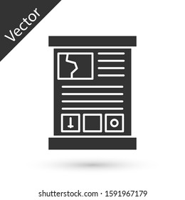 Grey Game guide icon isolated on white background. User manual, instruction, guidebook, handbook.  Vector Illustration