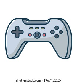 Grey game joystick icon. Joypad for console, pc and video games. Vector illustration in flat line style.