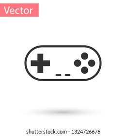Grey Gamepad icon isolated on white background. Game controller. Vector Illustration