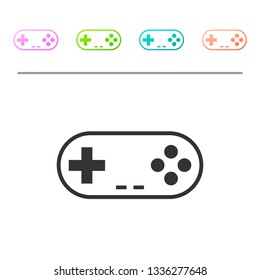 Grey Gamepad icon isolated on white background. Game controller. Set icon in color buttons. Vector Illustration
