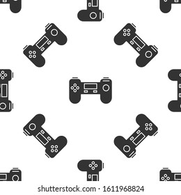 Grey Gamepad icon isolated seamless pattern on white background. Game controller.  Vector Illustration