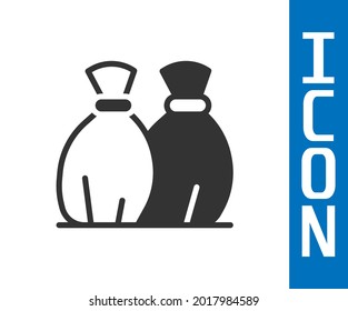 Grey Garbage bag icon isolated on white background.  Vector