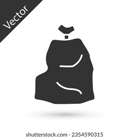 Icono de la bolsa de basura gris aislado en fondo blanco.  Ilustración vectorial