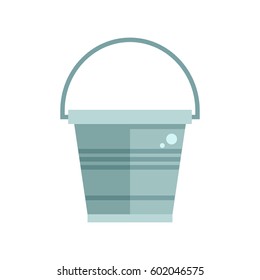 Grey garden bucket icon. Water pail metal container for gardening or housework.