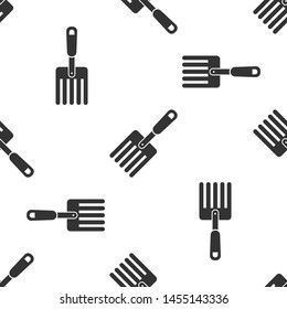 Grey Garden fork icon isolated seamless pattern on white background. Pitchfork icon. Tool for horticulture, agriculture, farming.  Vector Illustration